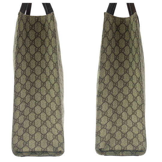 GUCCI Tote Bag 91249 GG Supreme Canvas Beige brown Tote Bag handbag Women Used Authentic