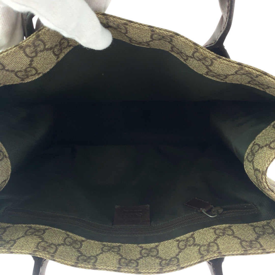 GUCCI Tote Bag 91249 GG Supreme Canvas Beige brown Tote Bag handbag Women Used Authentic