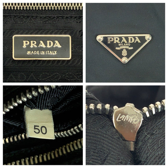 PRADA Tote Bag BR1092 Nylon black Tote Bag Shoulder Bag Test Triangle With logo Women Used Authentic