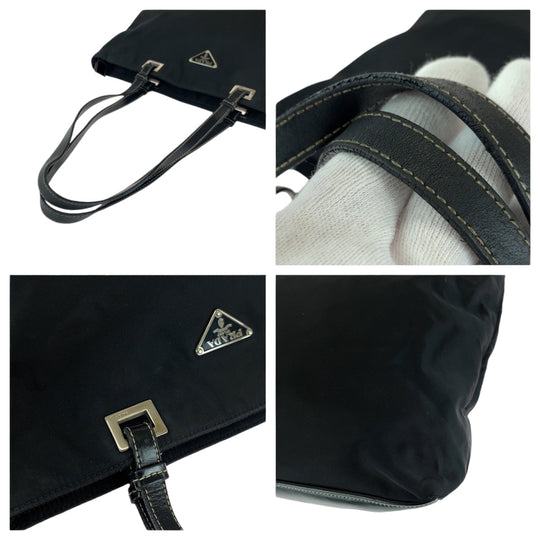 PRADA Tote Bag BR1092 Nylon black Tote Bag Shoulder Bag Test Triangle With logo Women Used Authentic