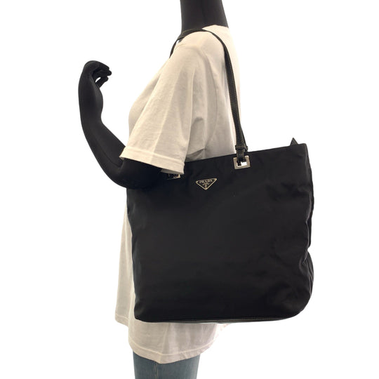 PRADA Tote Bag BR1092 Nylon black Tote Bag Shoulder Bag Test Triangle With logo Women Used Authentic