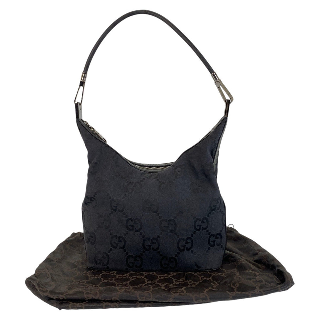GUCCI Shoulder Bag 001 3814 GG canvas, leather black Shoulder Bag Women Used Authentic