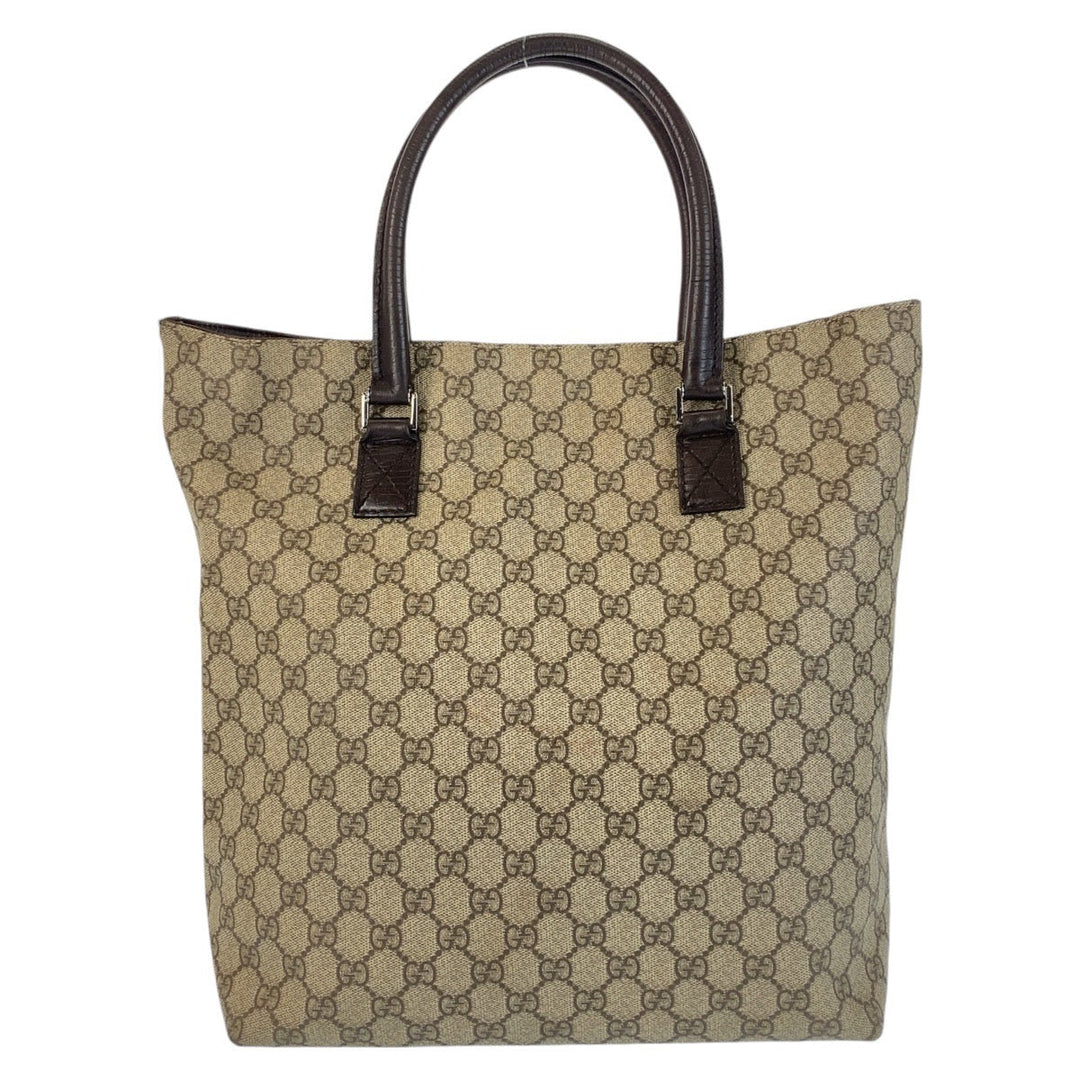 GUCCI Tote Bag 131220 GG Supreme canvas, leather Brown Tote Bag Women Used Authentic
