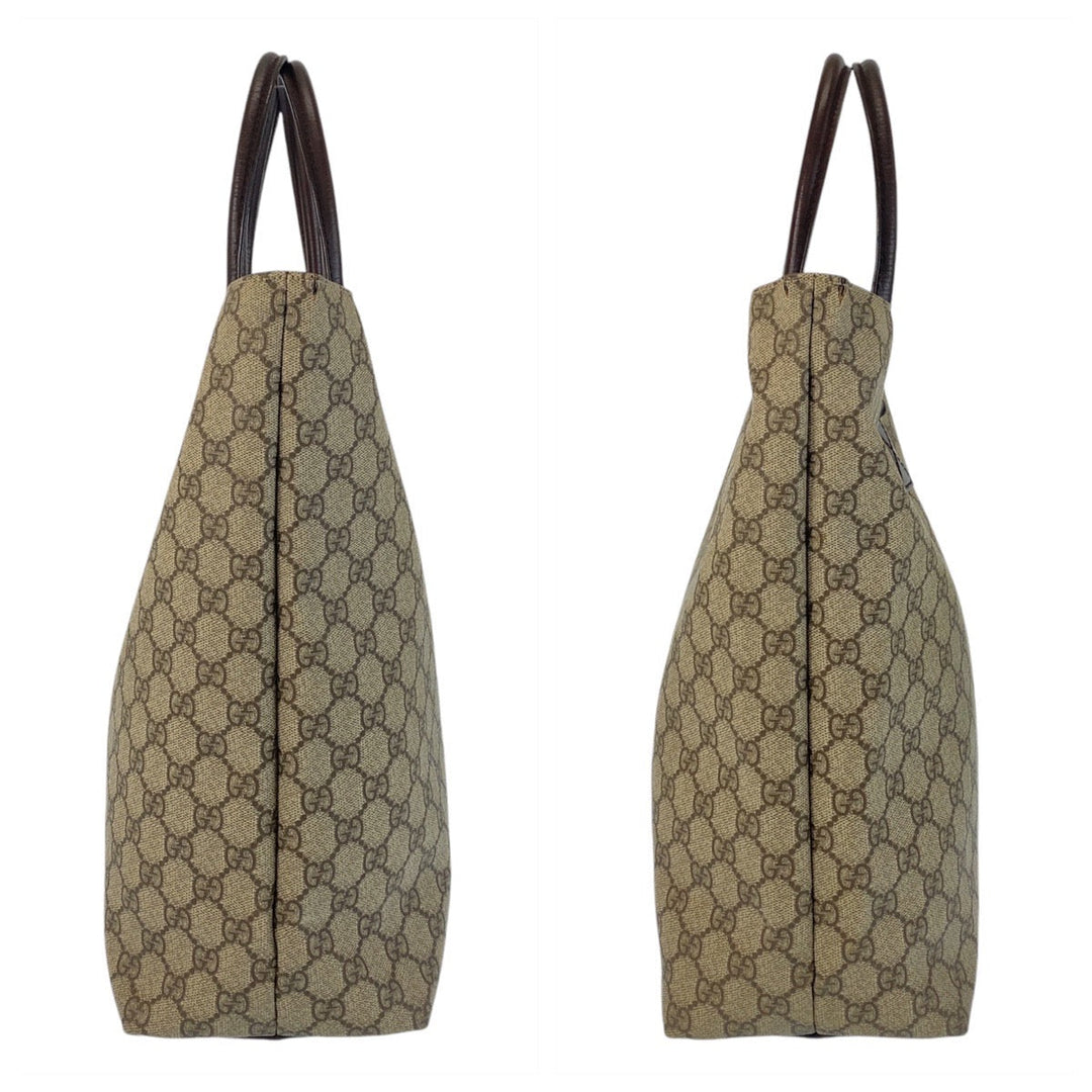 GUCCI Tote Bag 131220 GG Supreme canvas, leather Brown Tote Bag Women Used Authentic