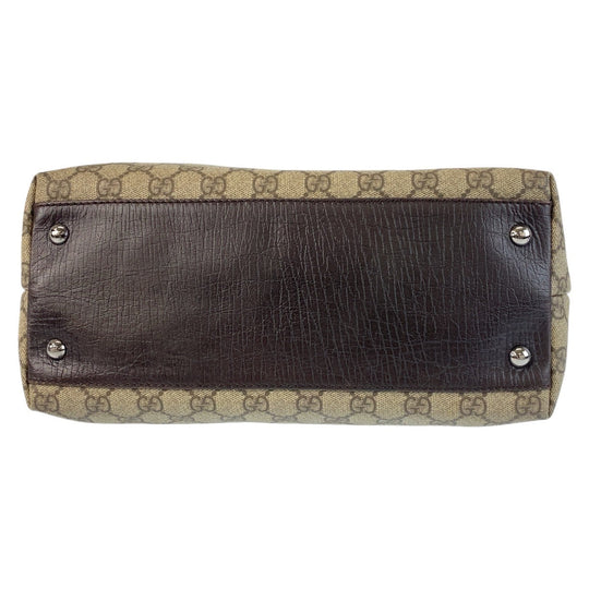 GUCCI Tote Bag 131220 GG Supreme canvas, leather Brown Tote Bag Women Used Authentic