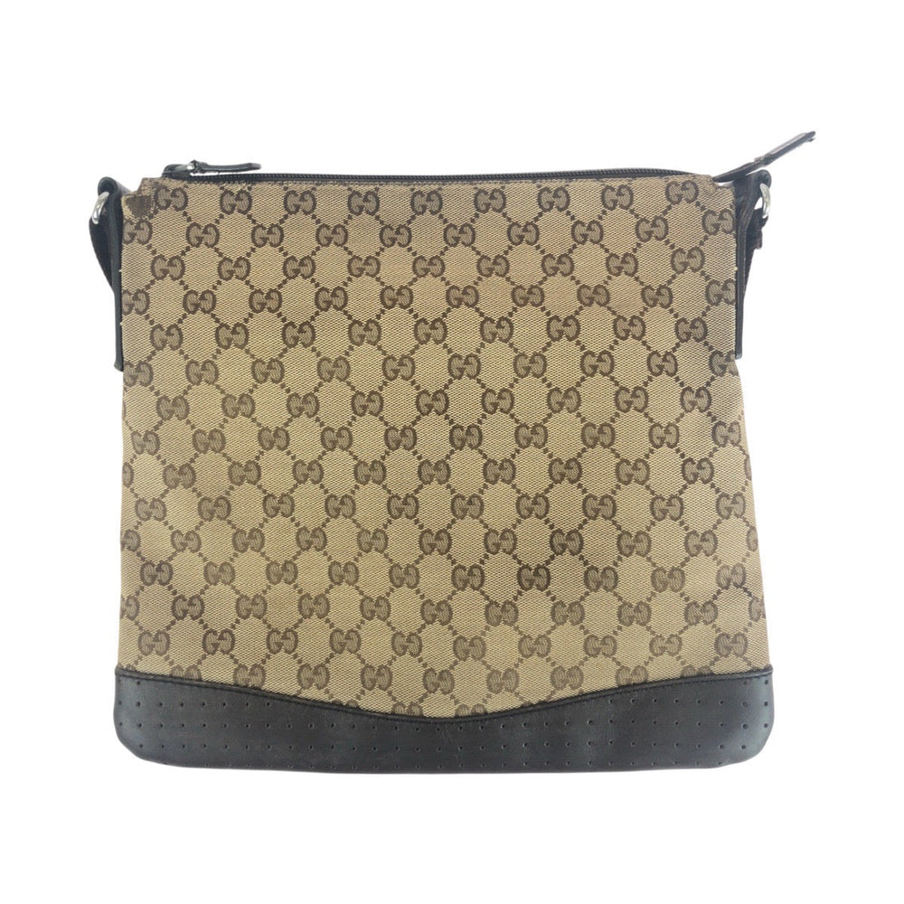 GUCCI Shoulder Bag 145857 GG canvas, leather Brown beige Shoulder Bag pochette Women Used Authentic