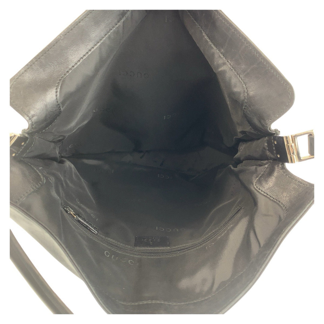 GUCCI Shoulder Bag 001 3355 leather black Shoulder Bag Jackie Women Used Authentic