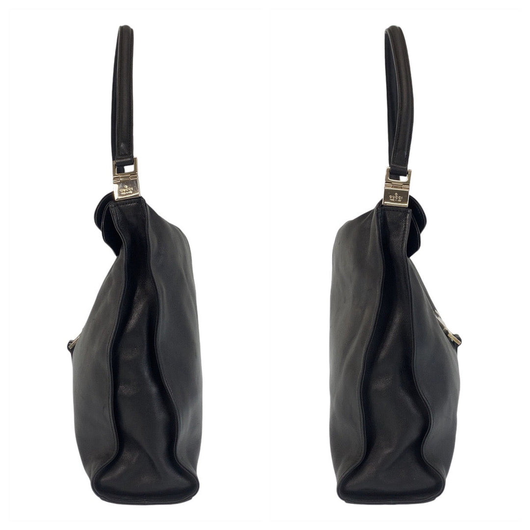 GUCCI Shoulder Bag 001 3355 leather black Shoulder Bag Jackie Women Used Authentic