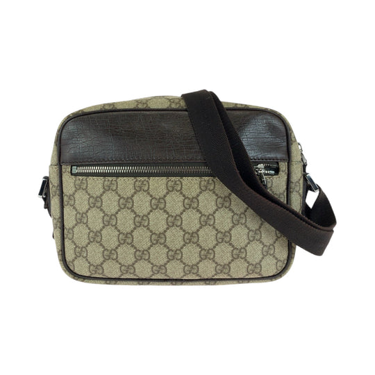 GUCCI Shoulder Bag GG Supreme Canvas Beige brown Shoulder Bag pochette GG plus Women Used Authentic