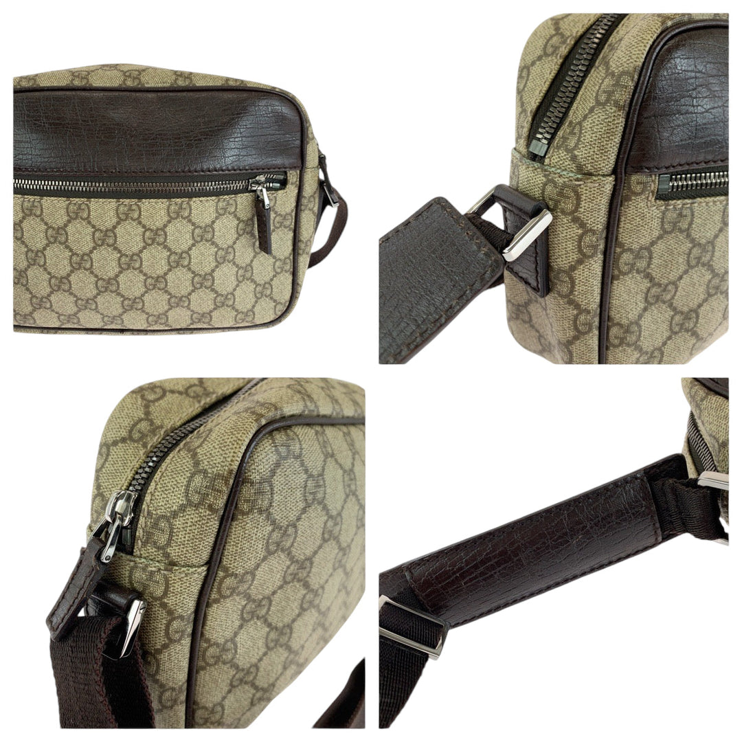 GUCCI Shoulder Bag GG Supreme Canvas Beige brown Shoulder Bag pochette GG plus Women Used Authentic