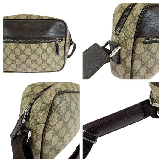 GUCCI Shoulder Bag GG Supreme Canvas Beige brown Shoulder Bag pochette GG plus Women Used Authentic