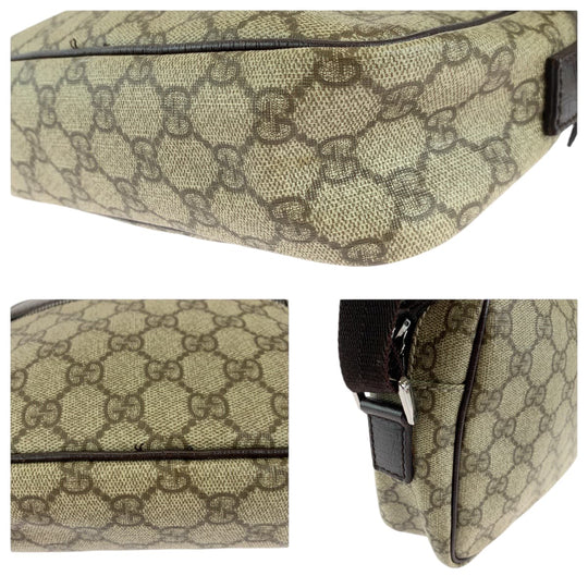 GUCCI Shoulder Bag GG Supreme Canvas Beige brown Shoulder Bag pochette GG plus Women Used Authentic