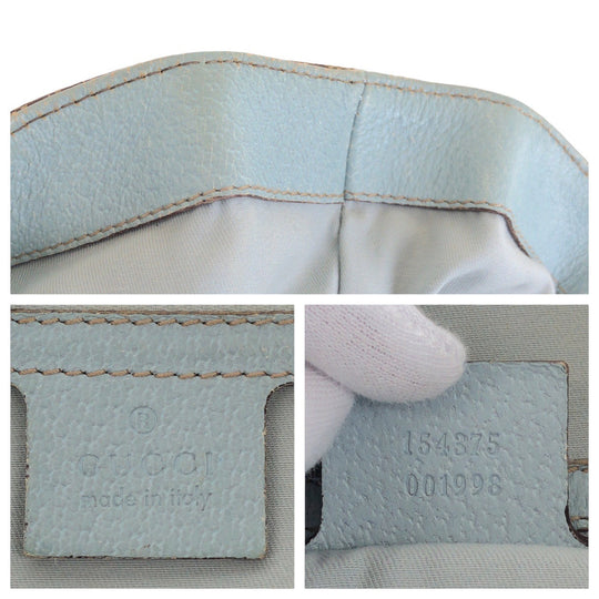 GUCCI Tote Bag 154375 GG canvas, leather Beige light blue Tote Bag handbag Women Used Authentic