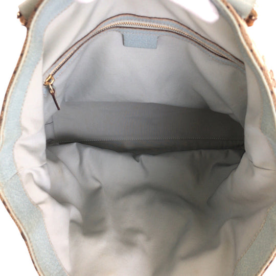 GUCCI Tote Bag 154375 GG canvas, leather Beige light blue Tote Bag handbag Women Used Authentic