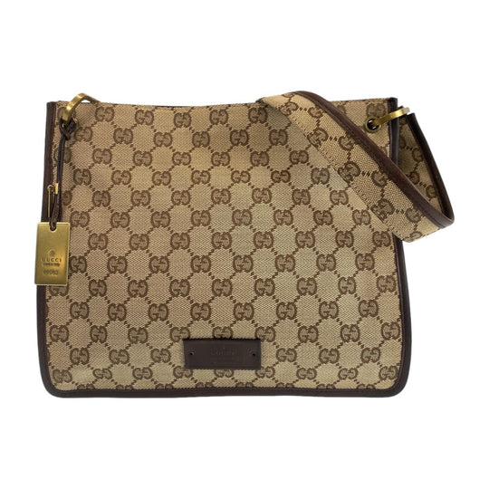 GUCCI Shoulder Bag 91762 GG canvas, leather Brown beige Crossbody Shoulder Bag Messenger Bag Women Used Authentic