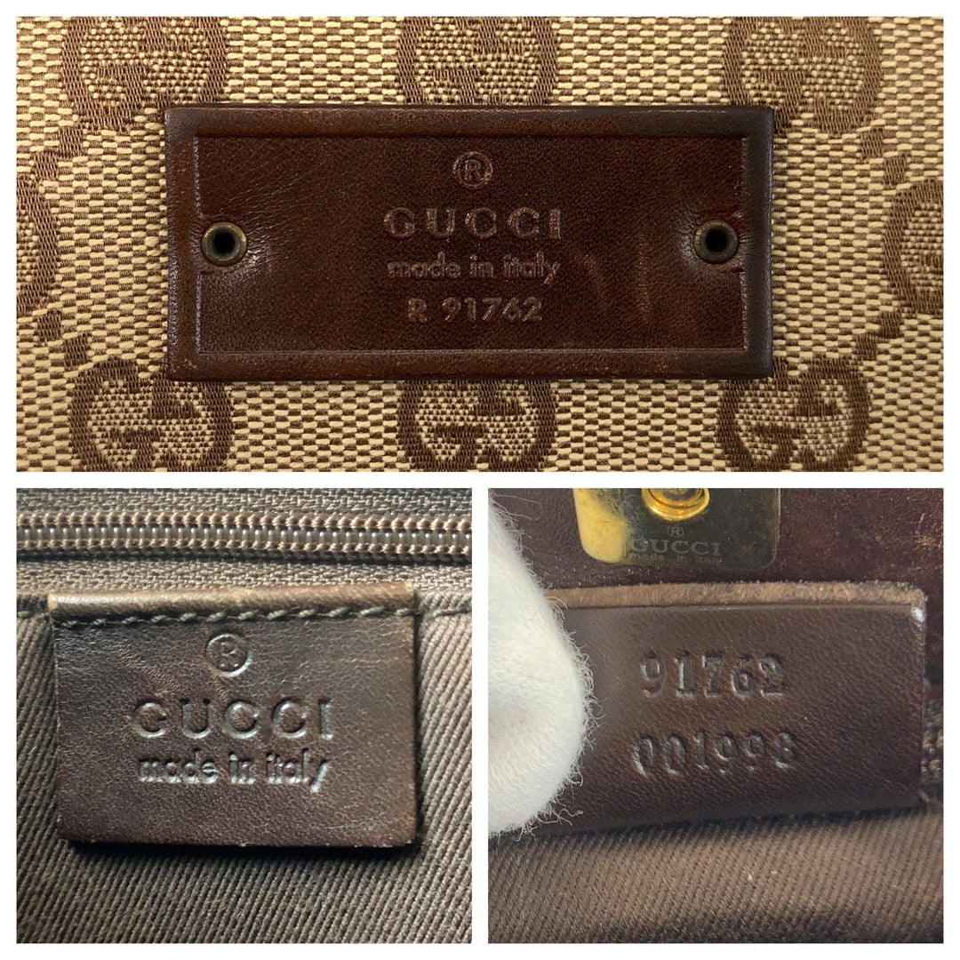 GUCCI Shoulder Bag 91762 GG canvas, leather Brown beige Crossbody Shoulder Bag Messenger Bag Women Used Authentic