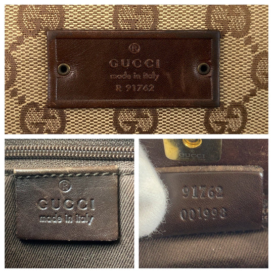 GUCCI Shoulder Bag 91762 GG canvas, leather Brown beige Crossbody Shoulder Bag Messenger Bag Women Used Authentic