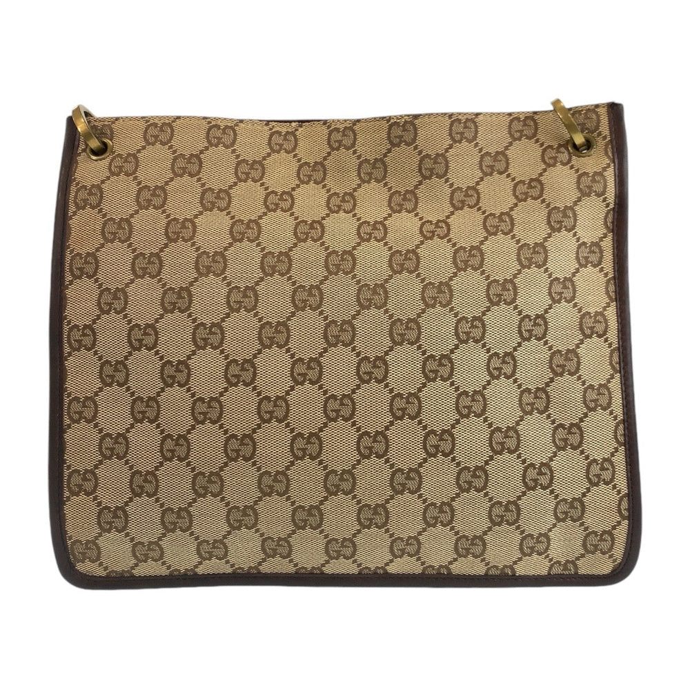 GUCCI Shoulder Bag 91762 GG canvas, leather Brown beige Crossbody Shoulder Bag Messenger Bag Women Used Authentic