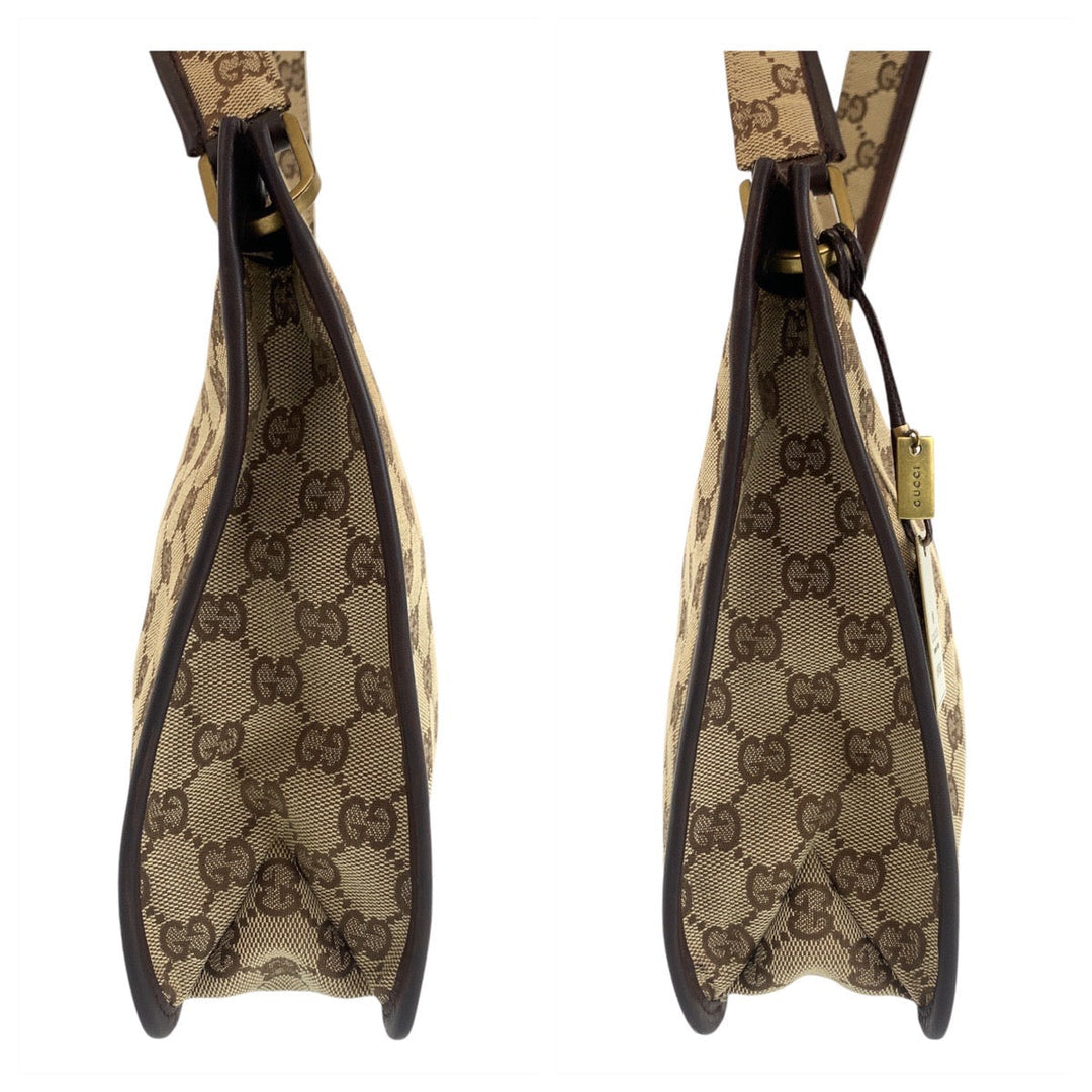 GUCCI Shoulder Bag 91762 GG canvas, leather Brown beige Crossbody Shoulder Bag Messenger Bag Women Used Authentic