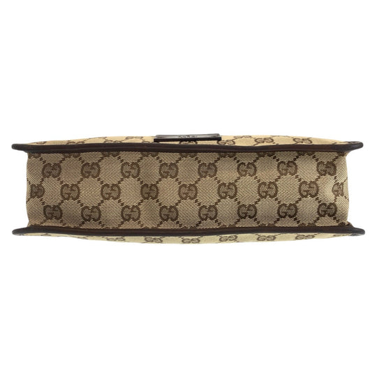 GUCCI Shoulder Bag 91762 GG canvas, leather Brown beige Crossbody Shoulder Bag Messenger Bag Women Used Authentic