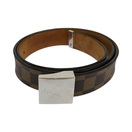 LOUIS VUITTON belt M6803 PVC, Leather Brown Damier Sainteure Carre mens 36 Used Authentic