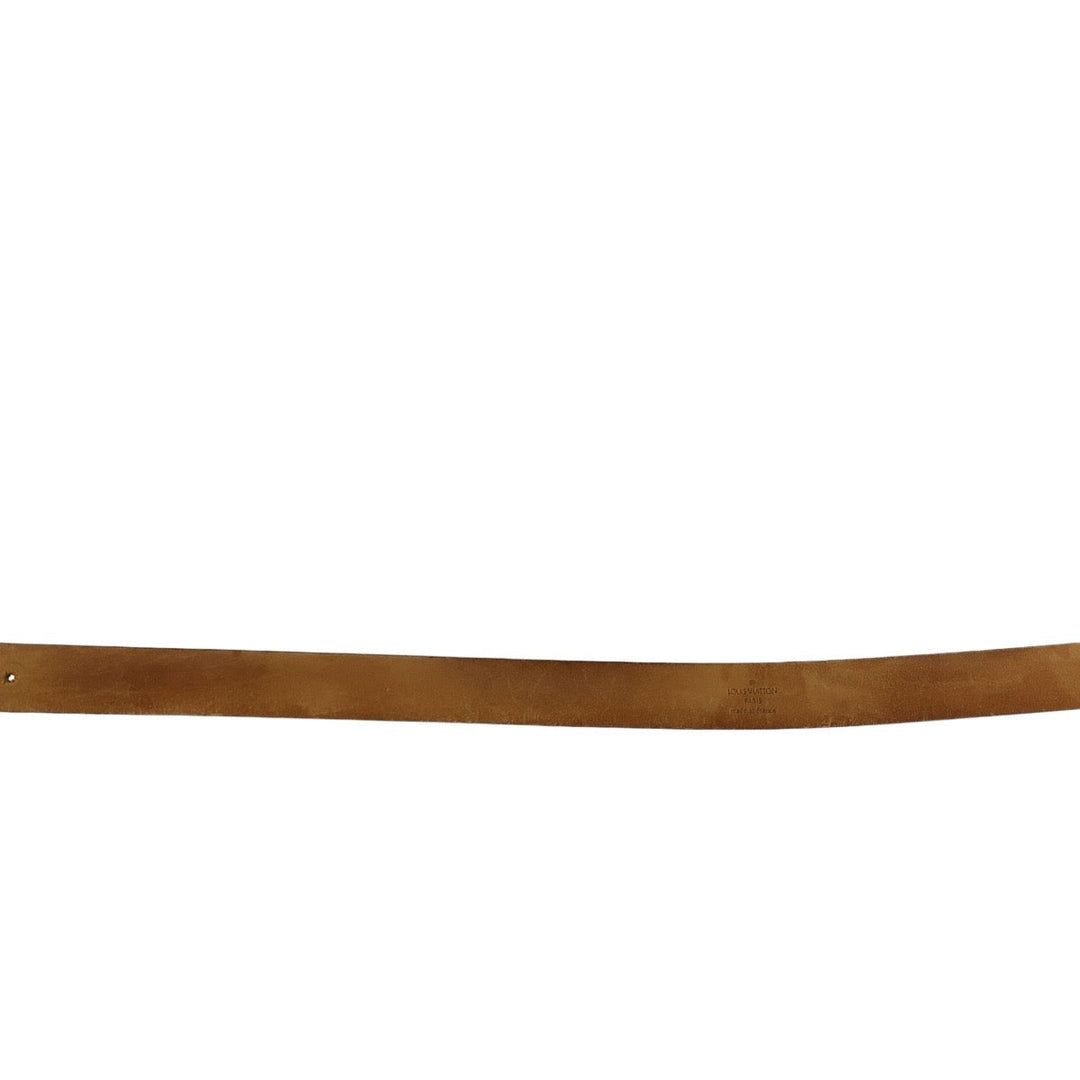 LOUIS VUITTON belt M6803 PVC, Leather Brown Damier Sainteure Carre mens 36 Used Authentic
