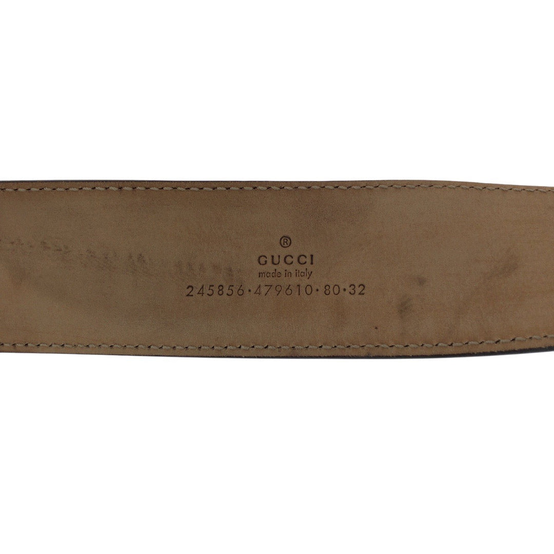 GUCCI belt 245856 479610 80 32 GG canvas, leather Brown Belts Unisex Heart Rocking Women 32 Used Authentic
