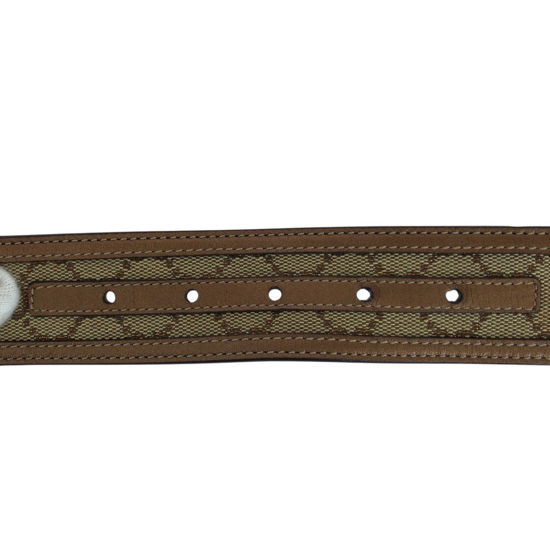 GUCCI belt 245856 479610 80 32 GG canvas, leather Brown Belts Unisex Heart Rocking Women 32 Used Authentic