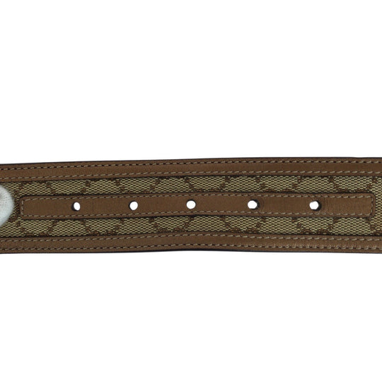 GUCCI belt 245856 479610 80 32 GG canvas, leather Brown Belts Unisex Heart Rocking Women 32 Used Authentic