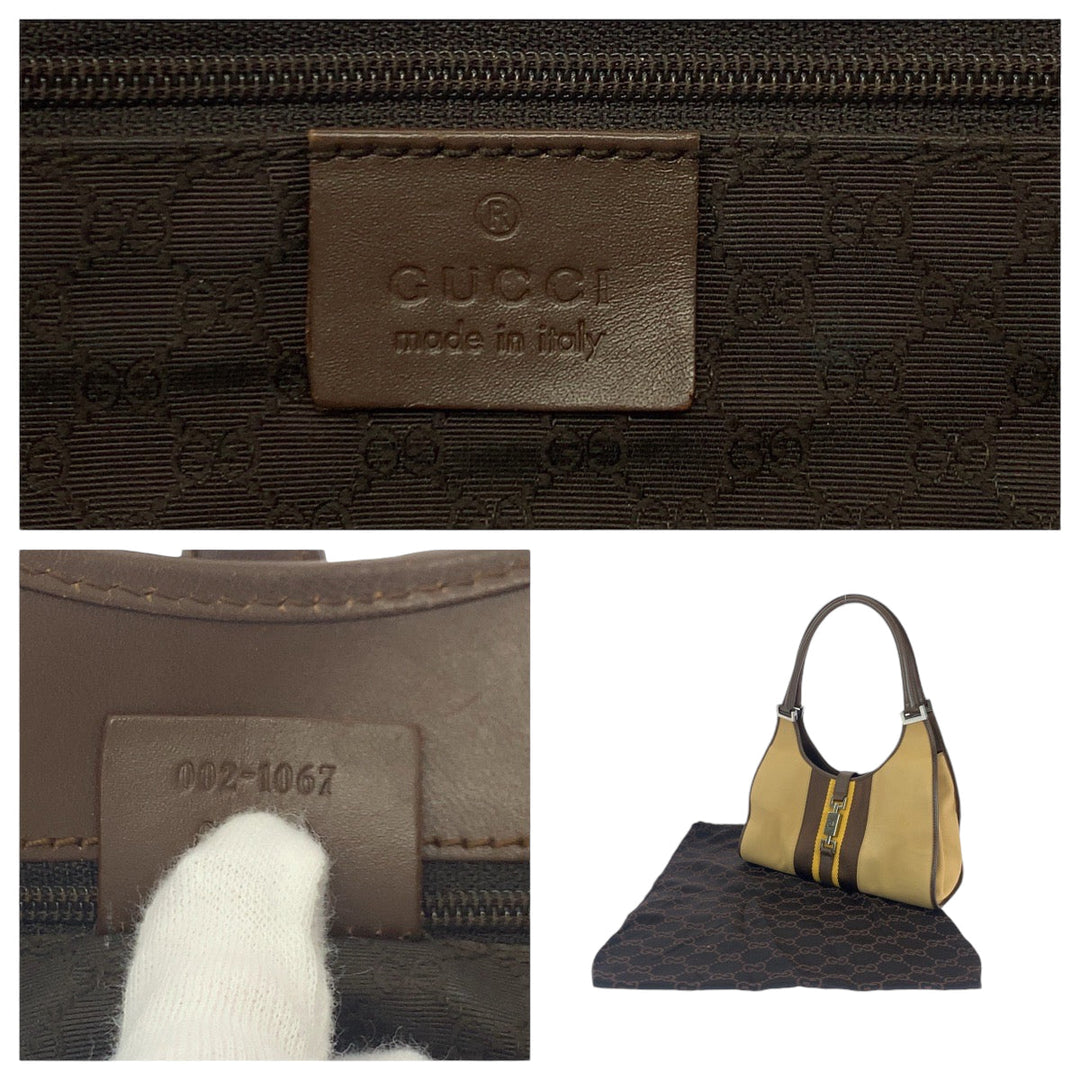 GUCCI Shoulder Bag 002 1067 GG canvas Brown One Shoulder Bag Jackie Women Used Authentic