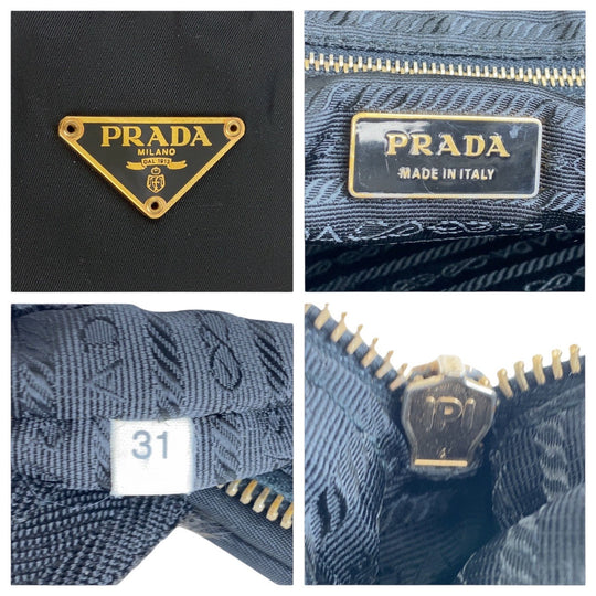 PRADA Shoulder Bag Nylon black Shoulder Bag Business Bag Test Triangle With logo Women Used Authentic