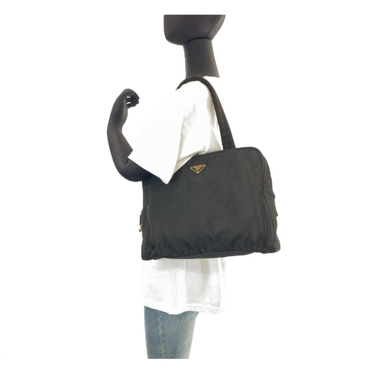 PRADA Shoulder Bag Nylon black Shoulder Bag Business Bag Test Triangle With logo Women Used Authentic