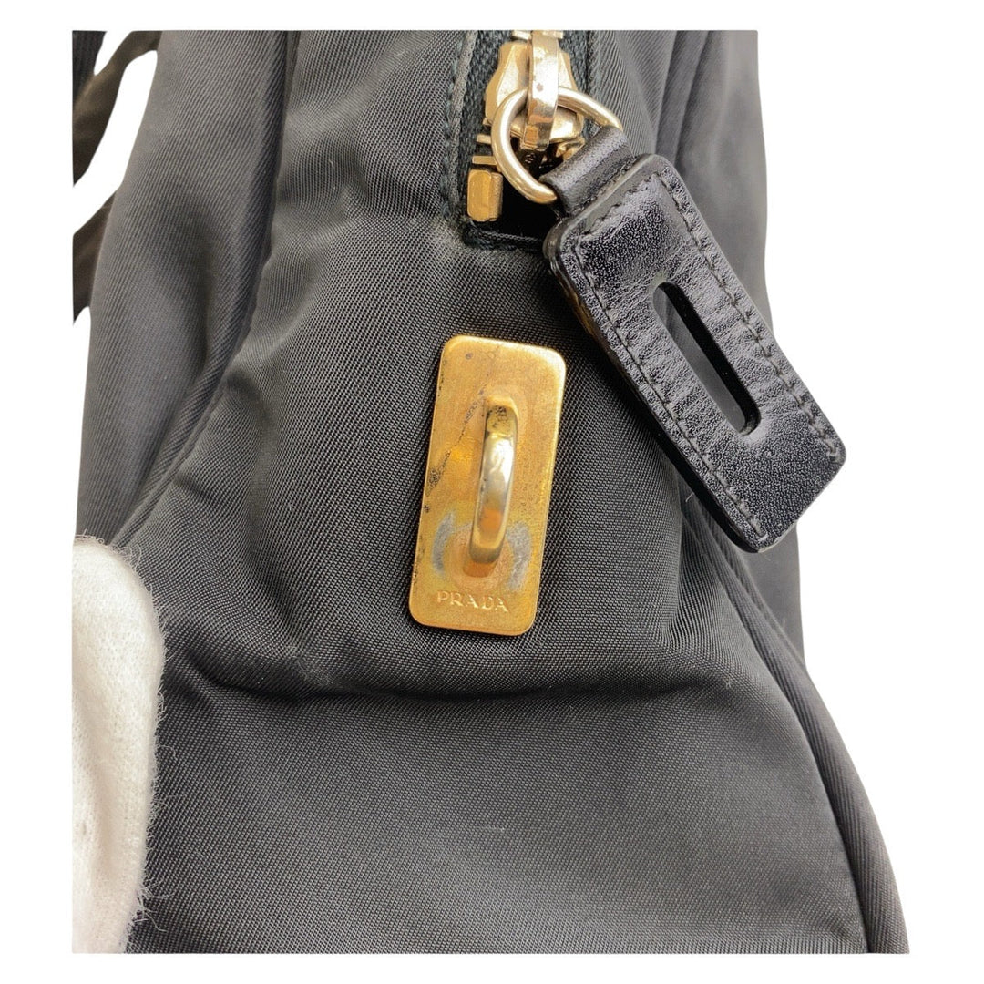 PRADA Shoulder Bag Nylon black Shoulder Bag Business Bag Test Triangle With logo Women Used Authentic