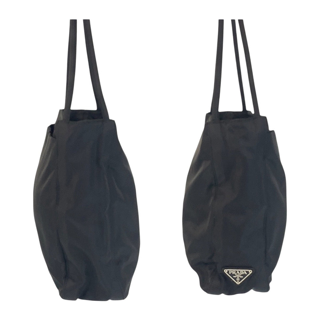 PRADA Tote Bag Nylon black Tote Bag Shoulder Bag Test Triangle With logo Women Used Authentic