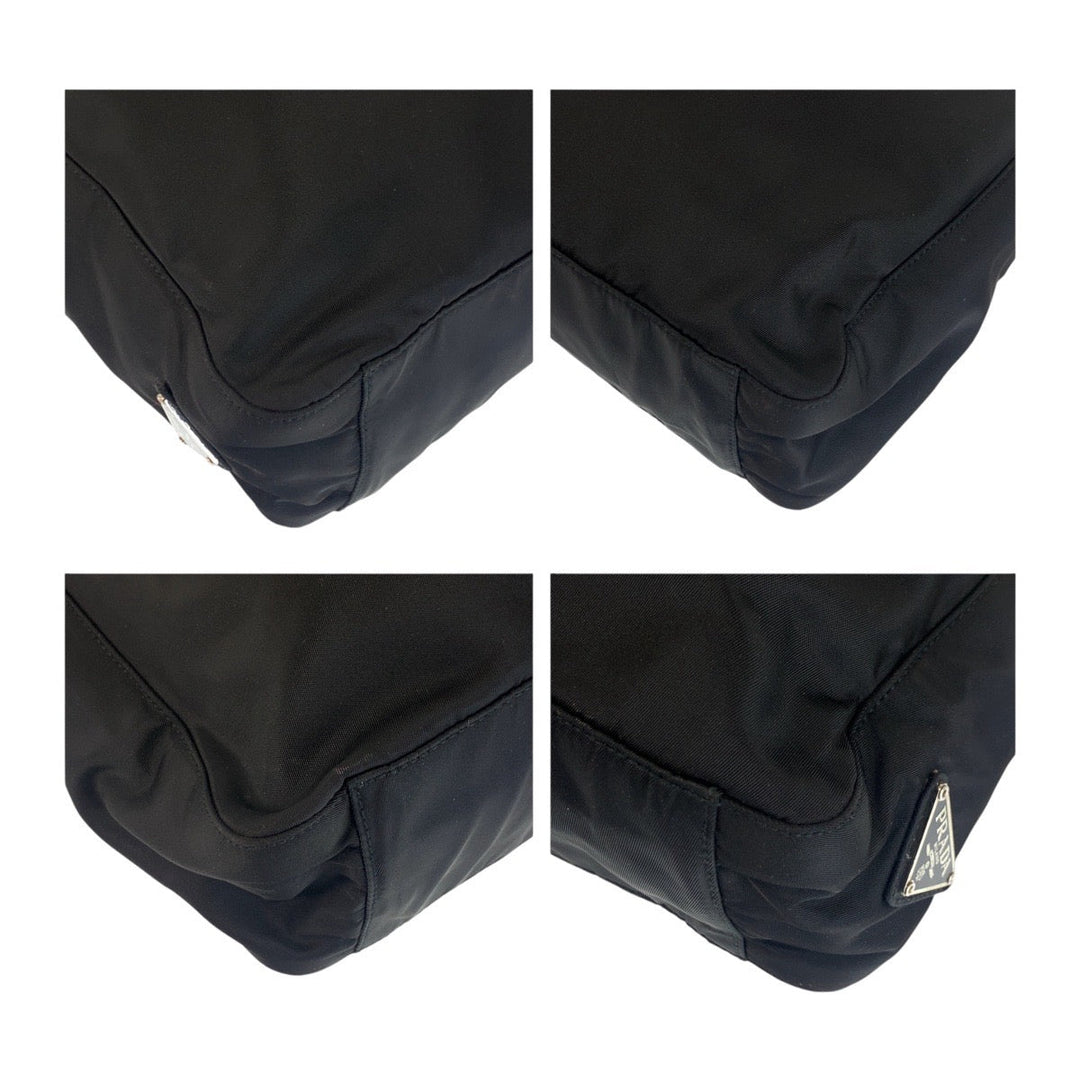 PRADA Tote Bag Nylon black Tote Bag Shoulder Bag Test Triangle With logo Women Used Authentic