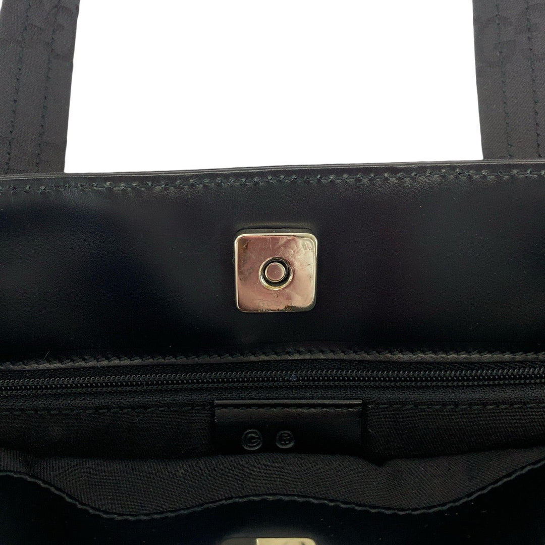GUCCI Tote Bag 105650 GG canvas black Tote Bag handbag W pocket Women Used Authentic