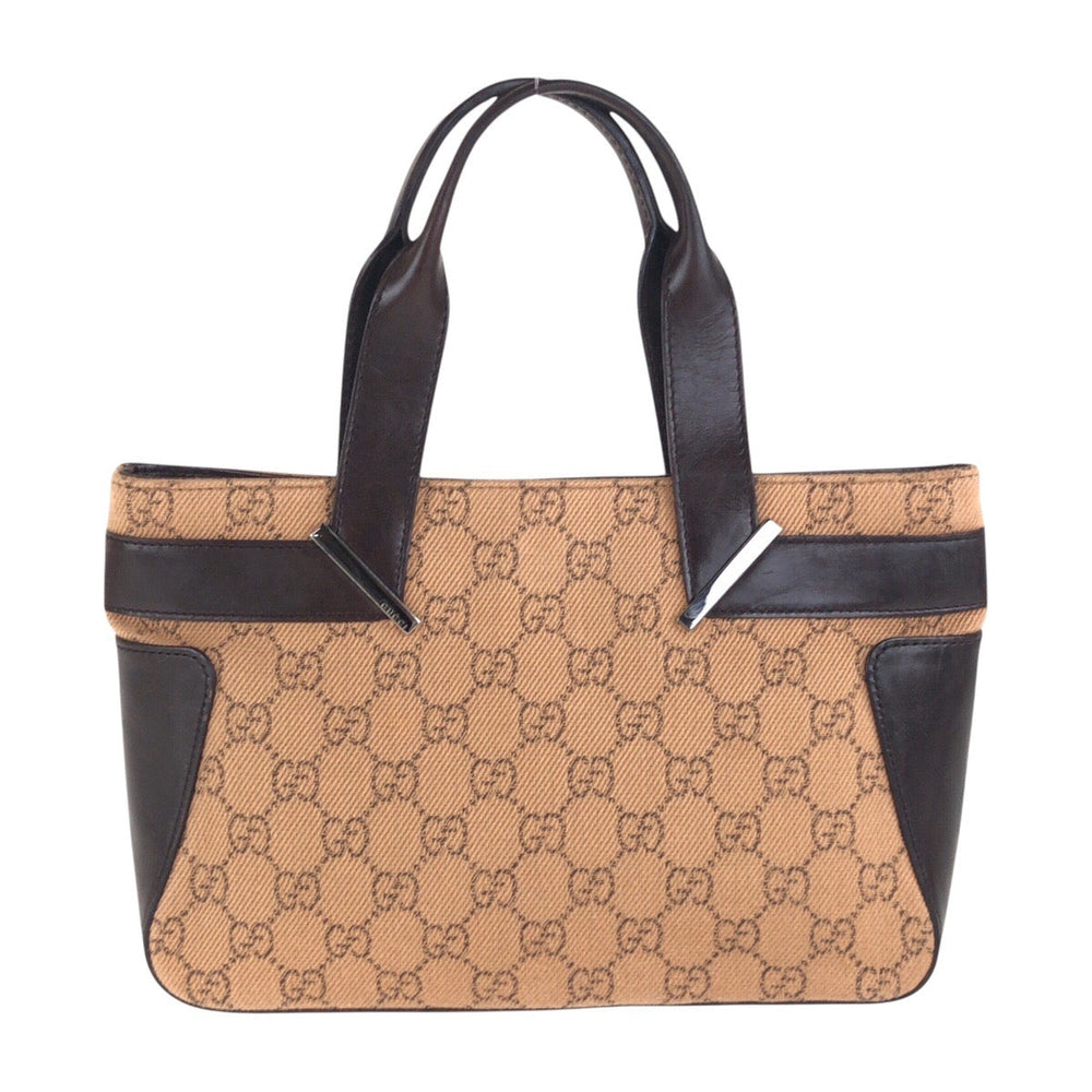 GUCCI Tote Bag 73984 GG canvas, leather Brown Tote Bag handbag Women Used Authentic