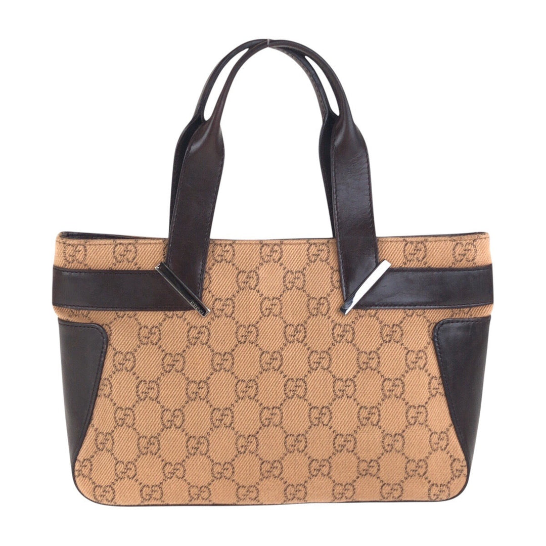 GUCCI Tote Bag 73984 GG canvas, leather Brown Tote Bag handbag Women Used Authentic