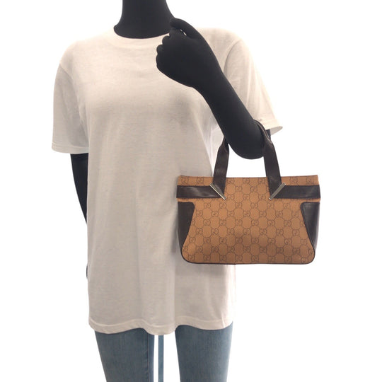 GUCCI Tote Bag 73984 GG canvas, leather Brown Tote Bag handbag Women Used Authentic
