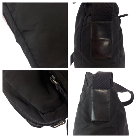 PRADA Shoulder Bag Nylon black Shoulder Bag pochette Test Triangle With logo Women Used Authentic