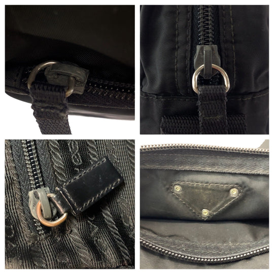 PRADA Shoulder Bag Nylon black Shoulder Bag pochette Test Triangle With logo Women Used Authentic