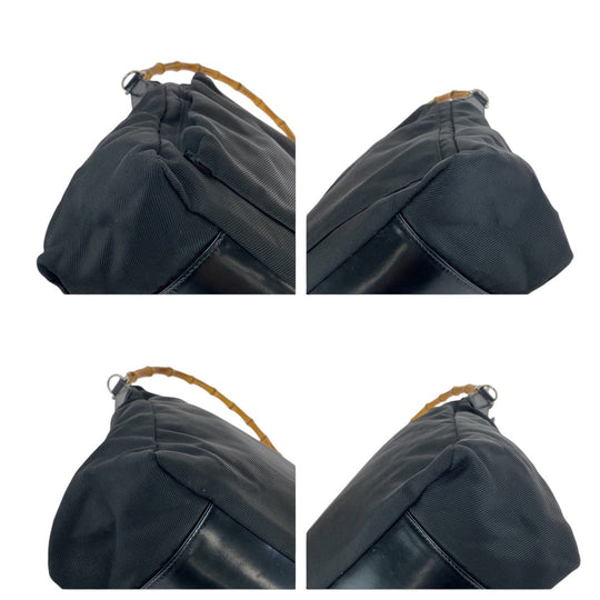 GUCCI Shoulder Bag 000 2032 0509 Canvas, Leather black Bamboo Women Used Authentic