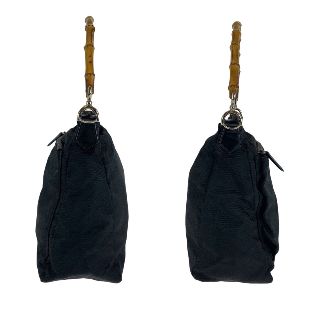 GUCCI Shoulder Bag 000 2032 0509 Canvas, Leather black Bamboo Women Used Authentic