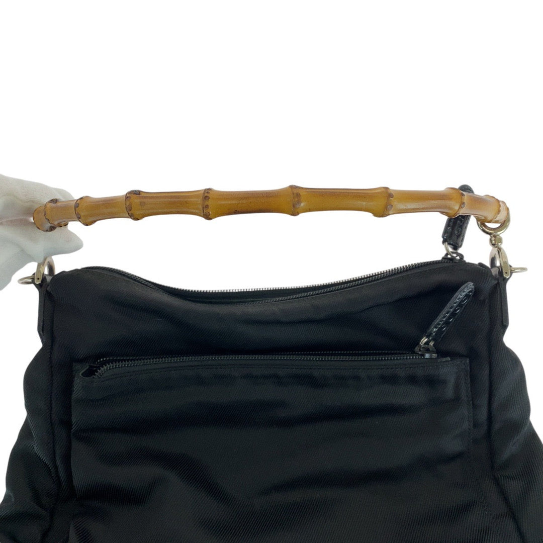 GUCCI Shoulder Bag 000 2032 0509 Canvas, Leather black Bamboo Women Used Authentic