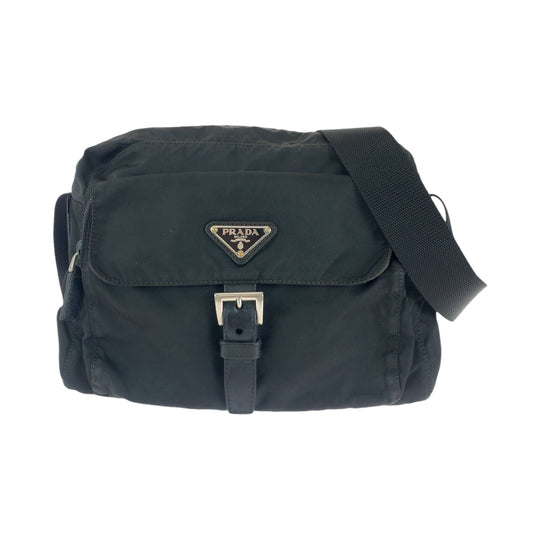 PRADA Shoulder Bag Nylon black Shoulder Bag pochette Test Triangle With logo mens Used Authentic