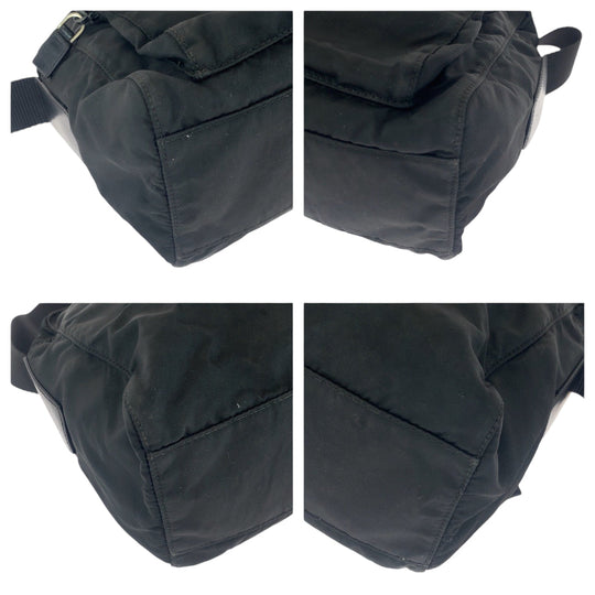 PRADA Shoulder Bag Nylon black Shoulder Bag pochette Test Triangle With logo mens Used Authentic