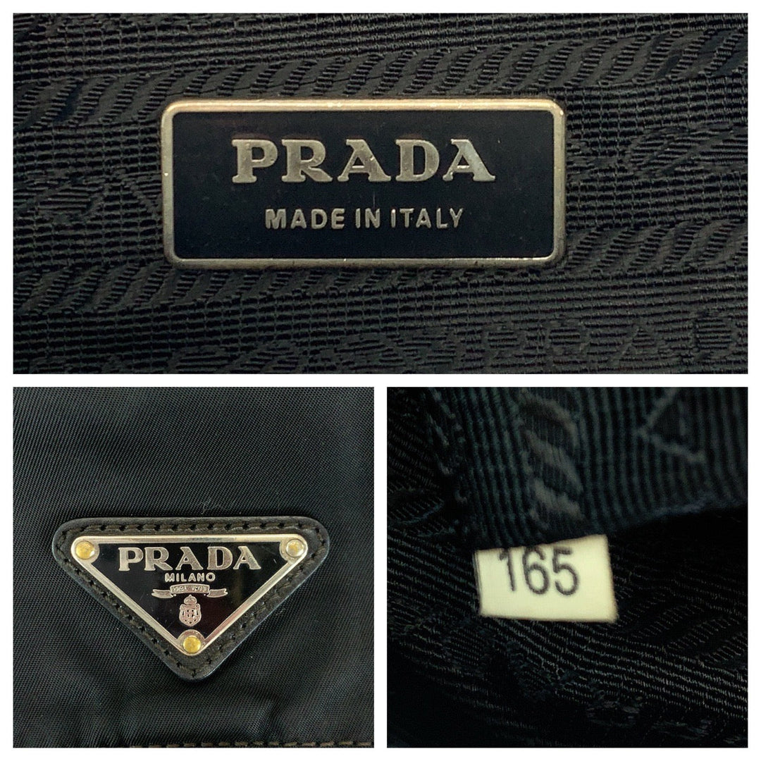 PRADA Shoulder Bag Nylon black Shoulder Bag pochette Test Triangle With logo mens Used Authentic