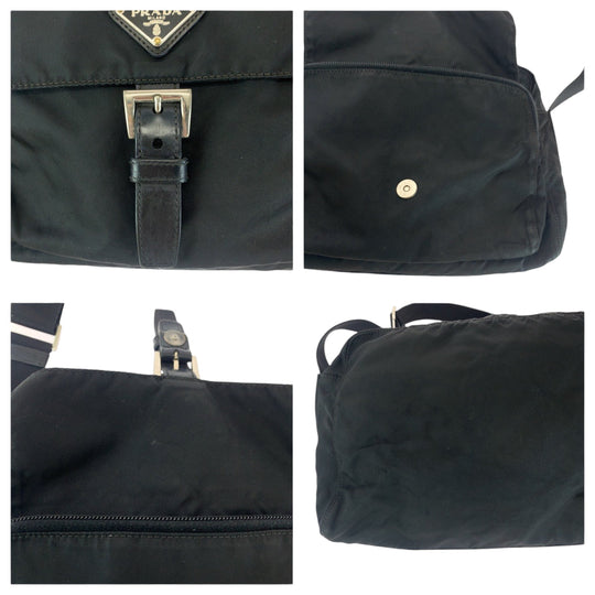 PRADA Shoulder Bag Nylon black Shoulder Bag pochette Test Triangle With logo mens Used Authentic