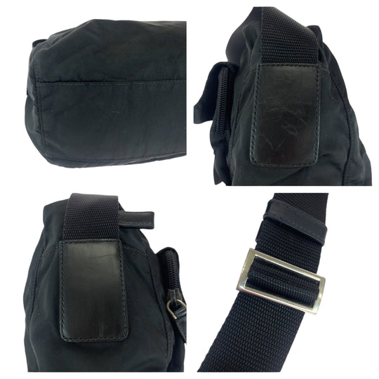 PRADA Shoulder Bag Nylon black Shoulder Bag pochette Test Triangle With logo mens Used Authentic