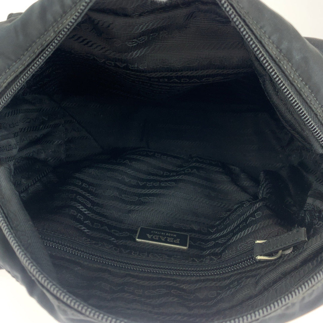 PRADA Shoulder Bag Nylon black Shoulder Bag pochette Test Triangle With logo mens Used Authentic